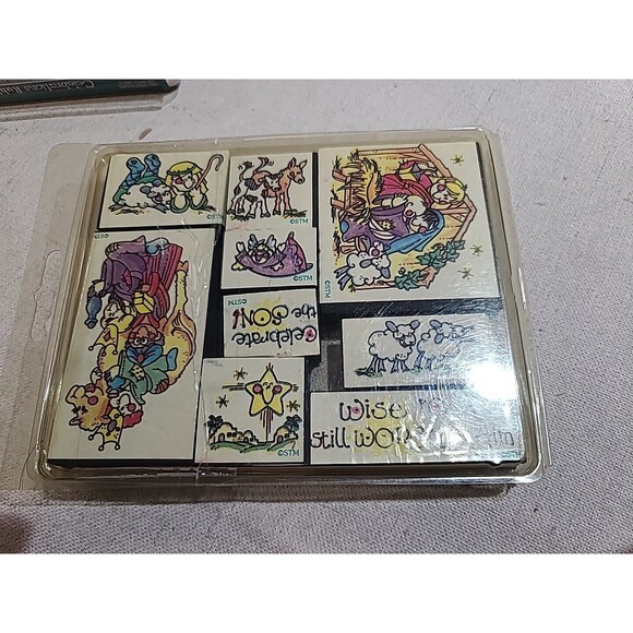 LOT Of 2 Rubber Stamp Sets Christmas Halloween Party Nativity 19 Stamps Total - Picture 5 of 8